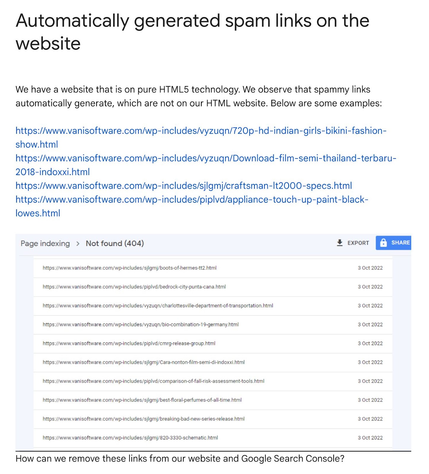 Search Console Help connected  however  to region   harmful auto-generated links