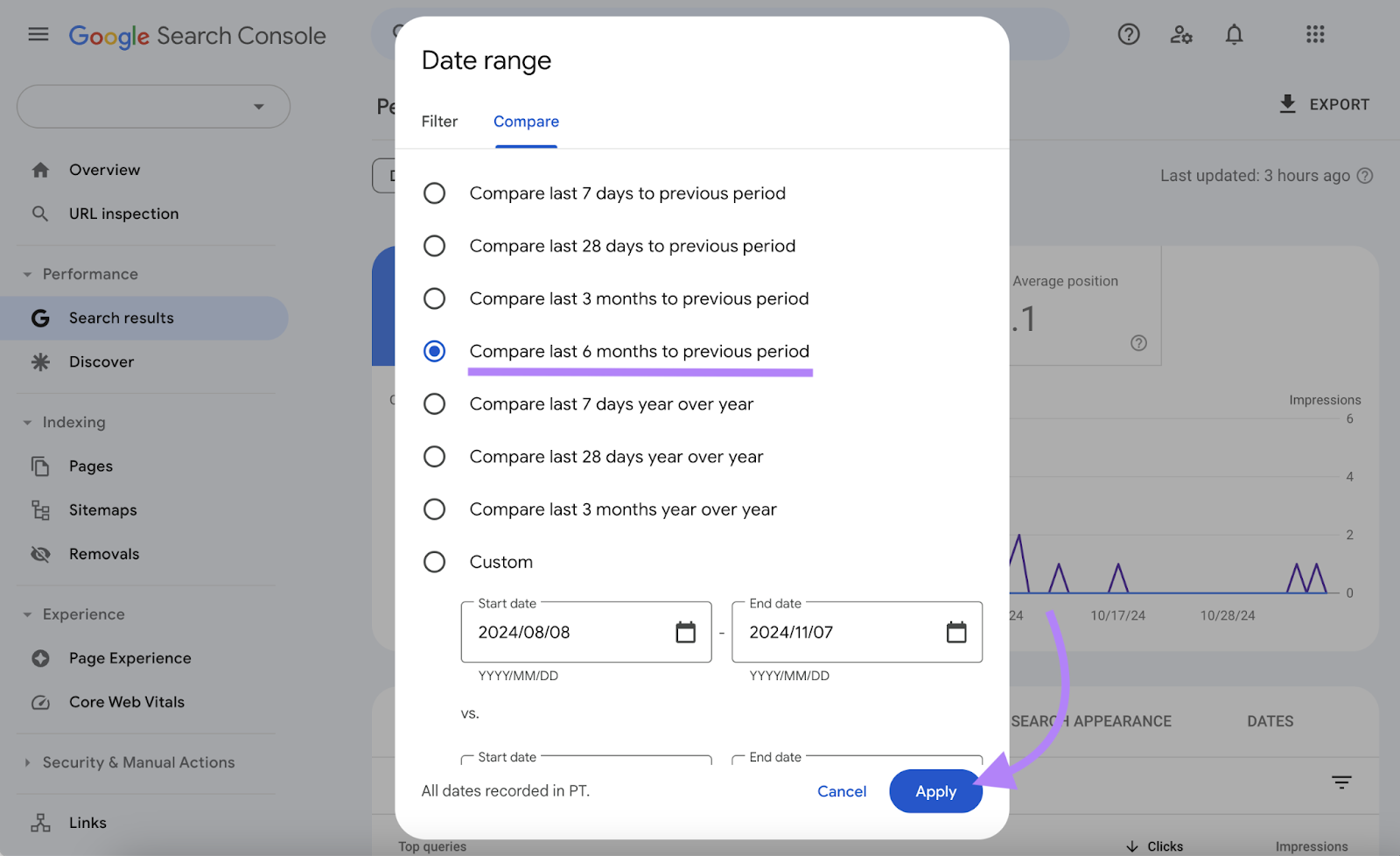 compare date range options