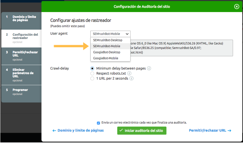 SEO local - Configuración Site audit