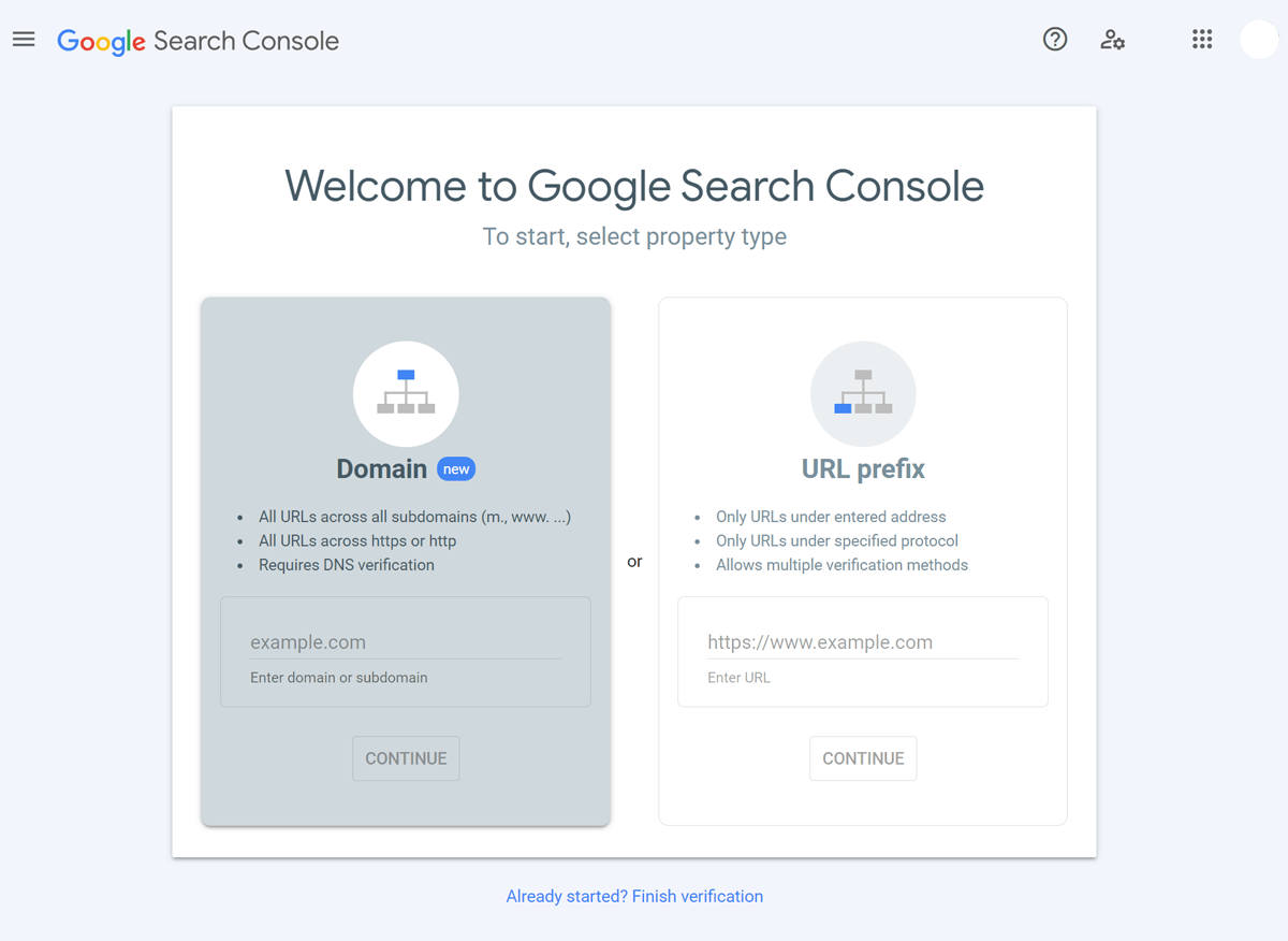 Welcome to Google Search Console page