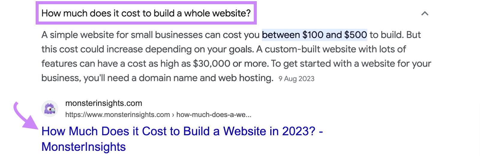 “More to Ask” section for the keyword “how to build a website"