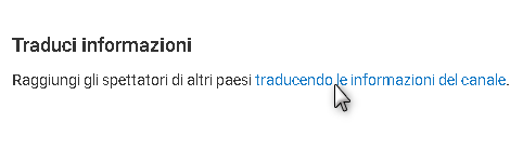 Traducendo le informazioni del canale youtube da Studio