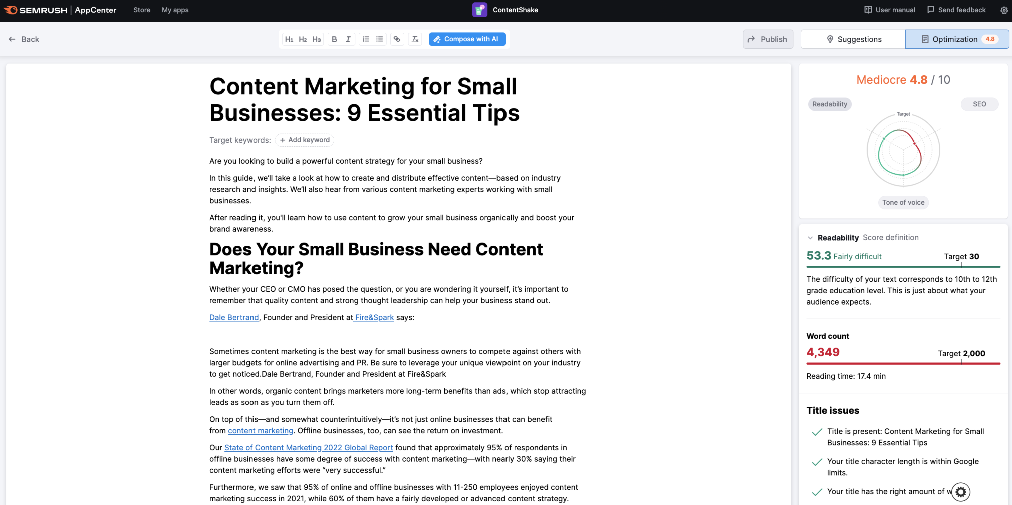 ContentShake for effective blogging