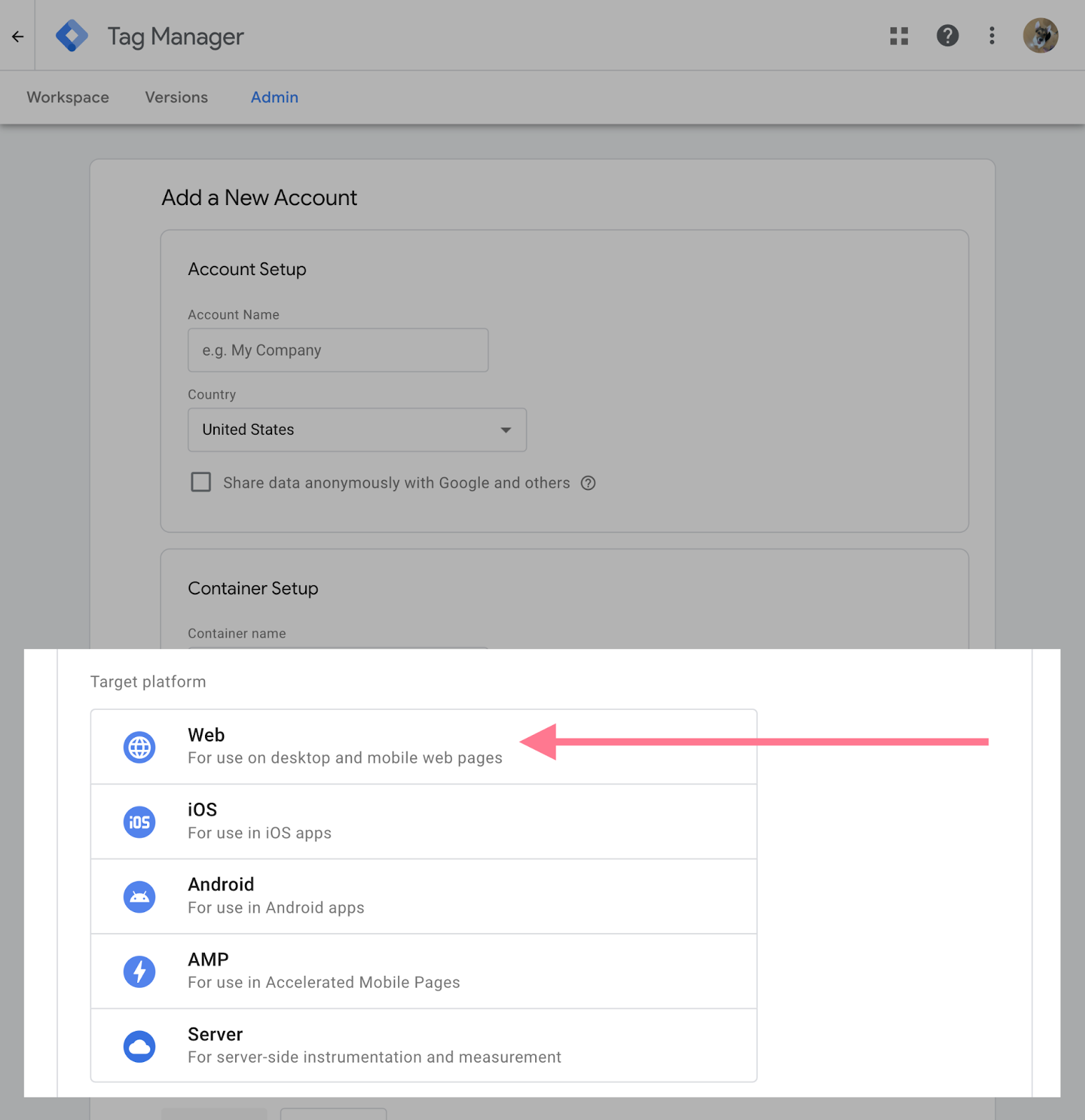 Nastavitve Google Tag Manager