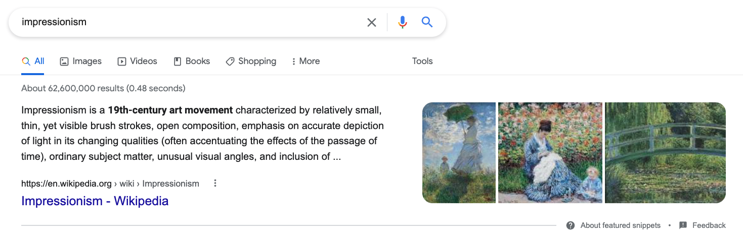 Impressionism featured snippet