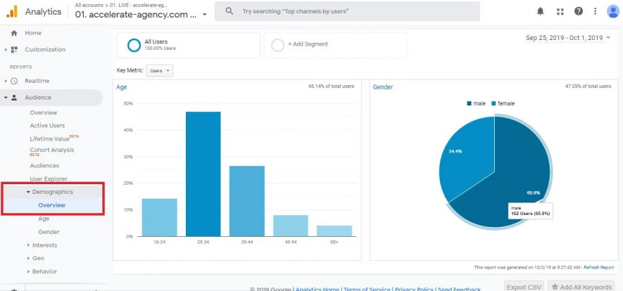 Google Analytics: Zielgruppen-Demografie