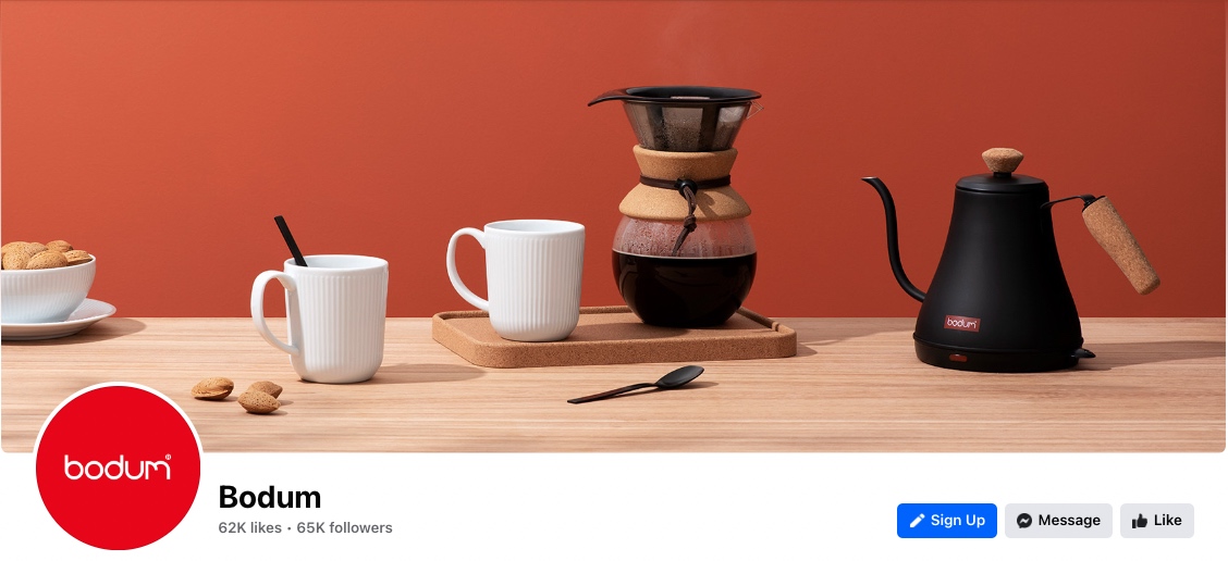 Bodum's profile and cover image on Facebook