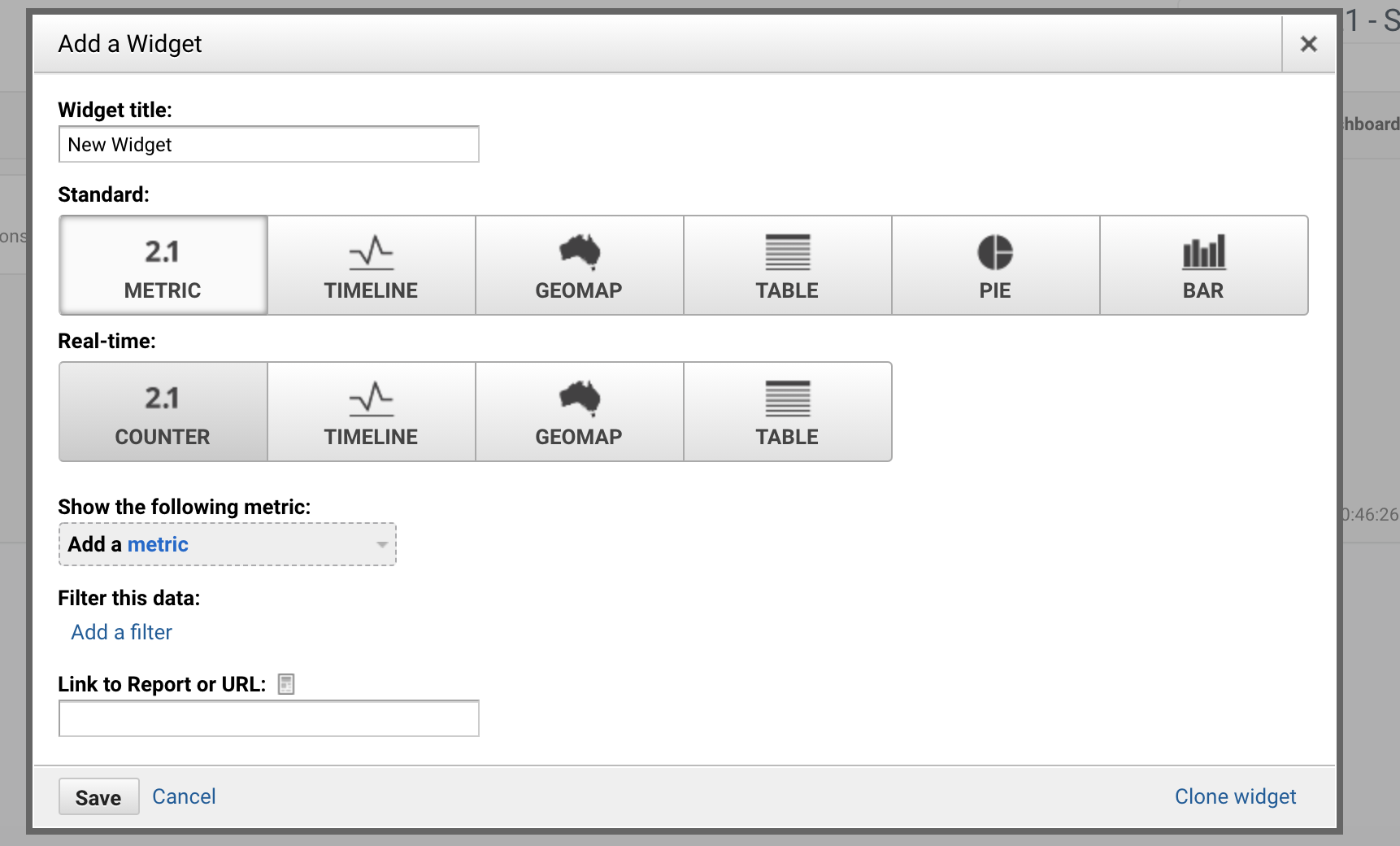 Comment choisir les widgets associés à son Google Analytics dashboard