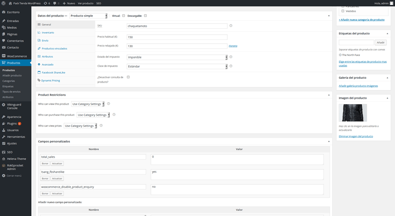 Configuracion de productos en WooCommerce