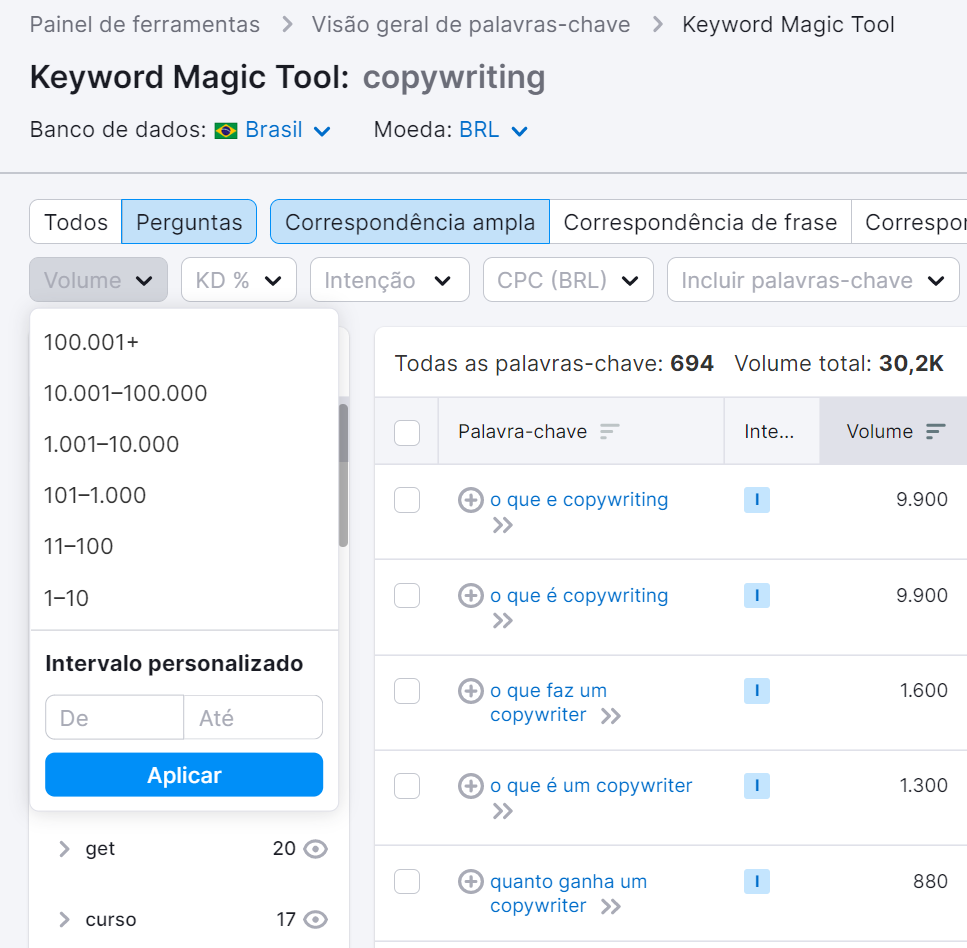 Como criar uma estratégia eficaz de SEO em 8 passos (+template) 28 volume de pesquisa das palavras-chave de pergunta
