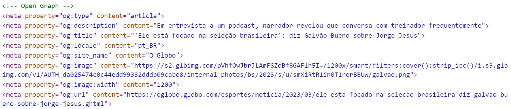crie trechos de redes sociais atraentes 1 open graph no código fonte da página