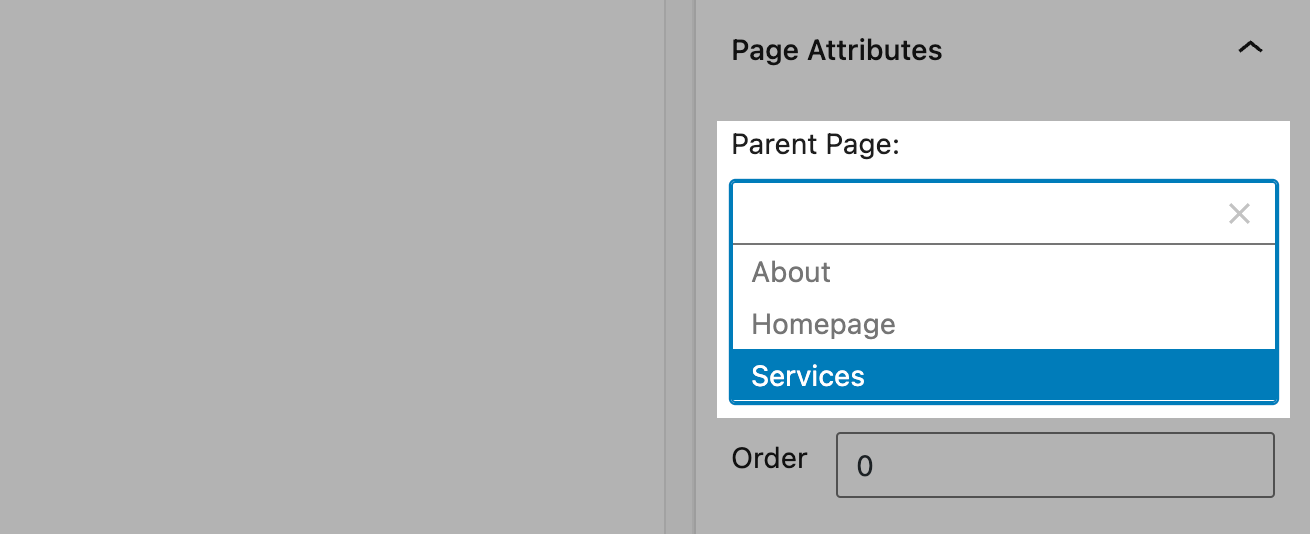 Seleccionar una página padre en Wordpress