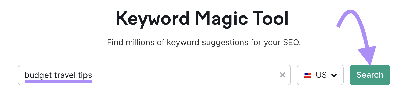 "budget question   tips" entered into the Keyword Magic Tool hunt  bar