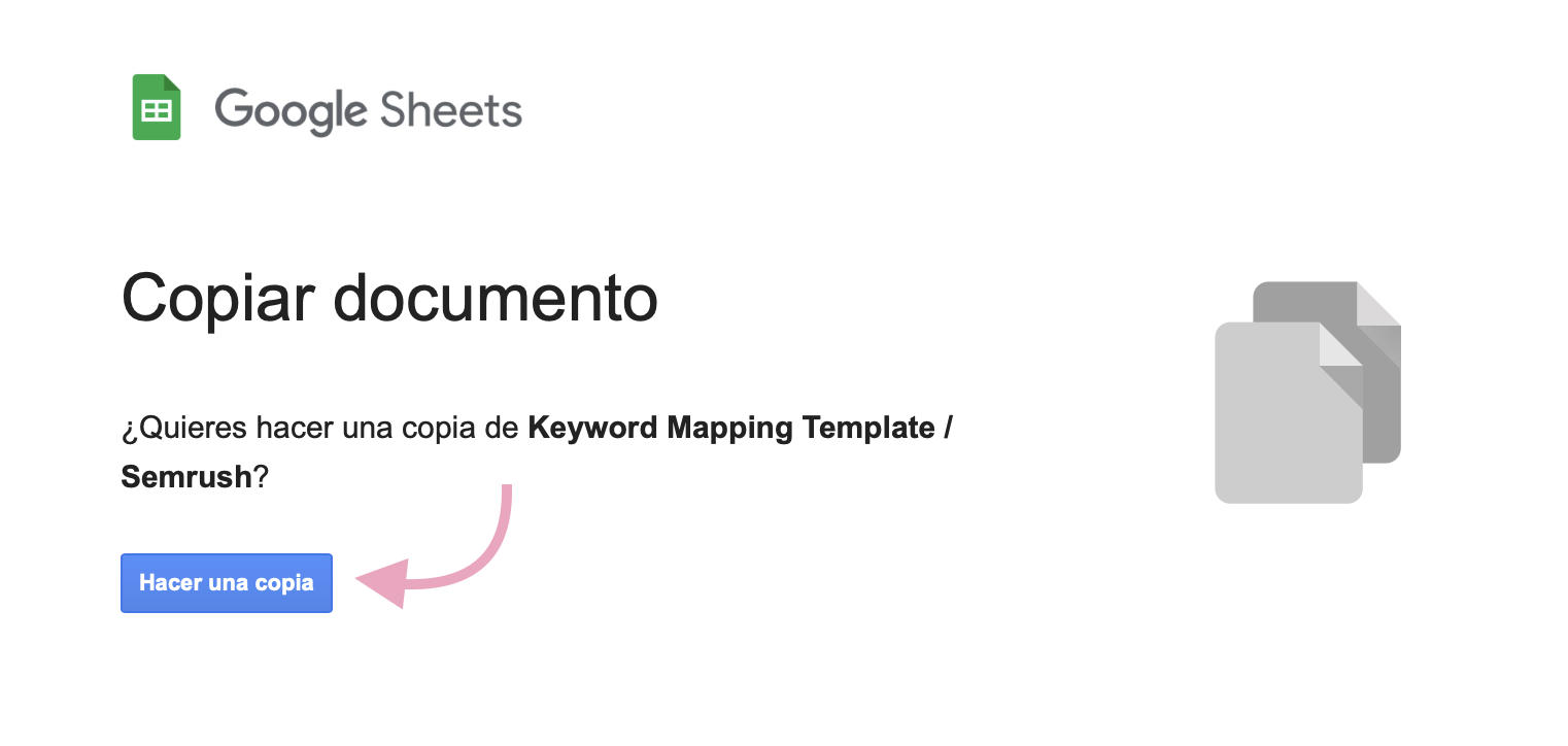 Haz una copia de la plantilla de Keyword Mapping