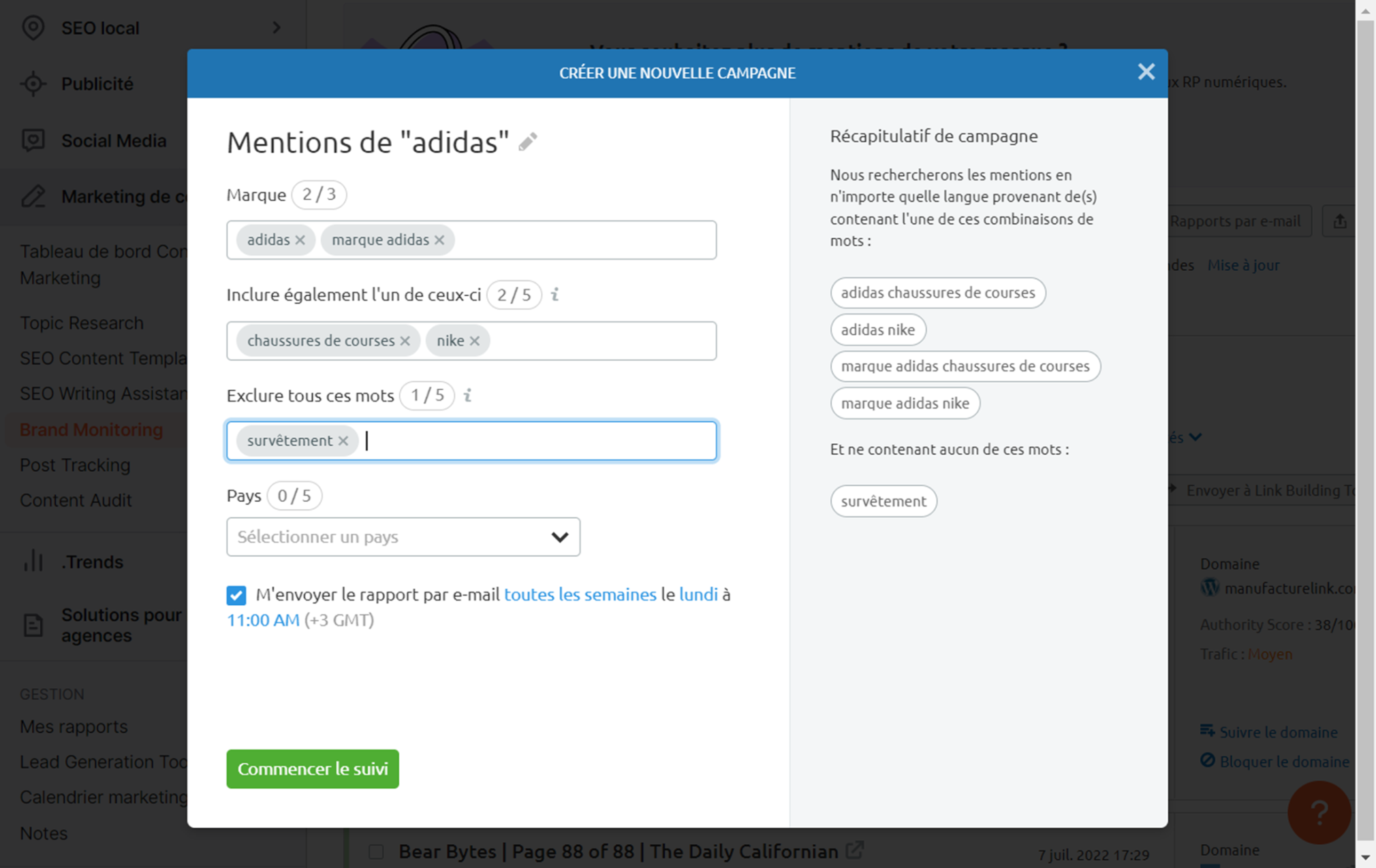 Brand Monitoring de Semrush