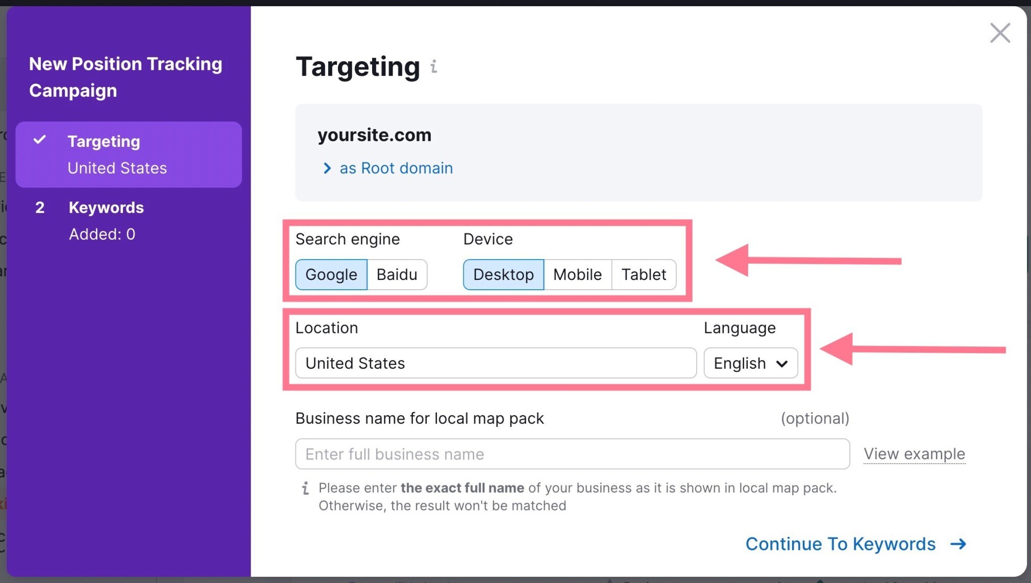 set up targeting