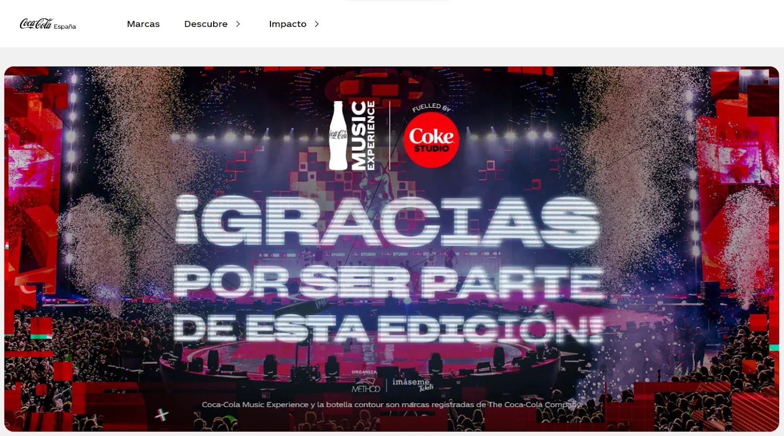 Coca-Cola’s homepage in Spain