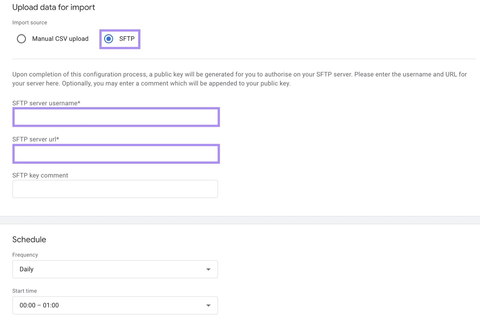 A Complete Step-by-Step Guide (2025) 71 “SFTP" option selected under the "Import source" section