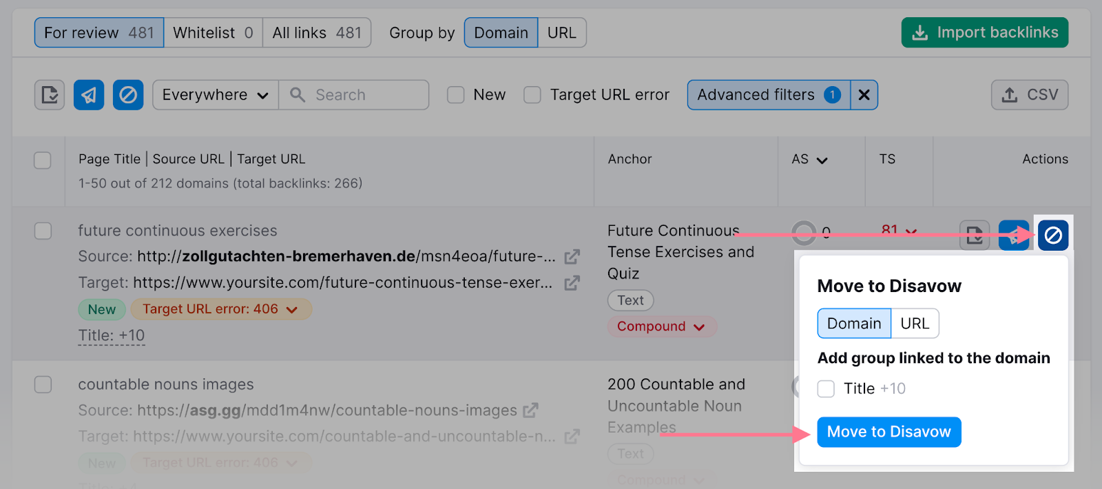 comment désavouer les backlinks