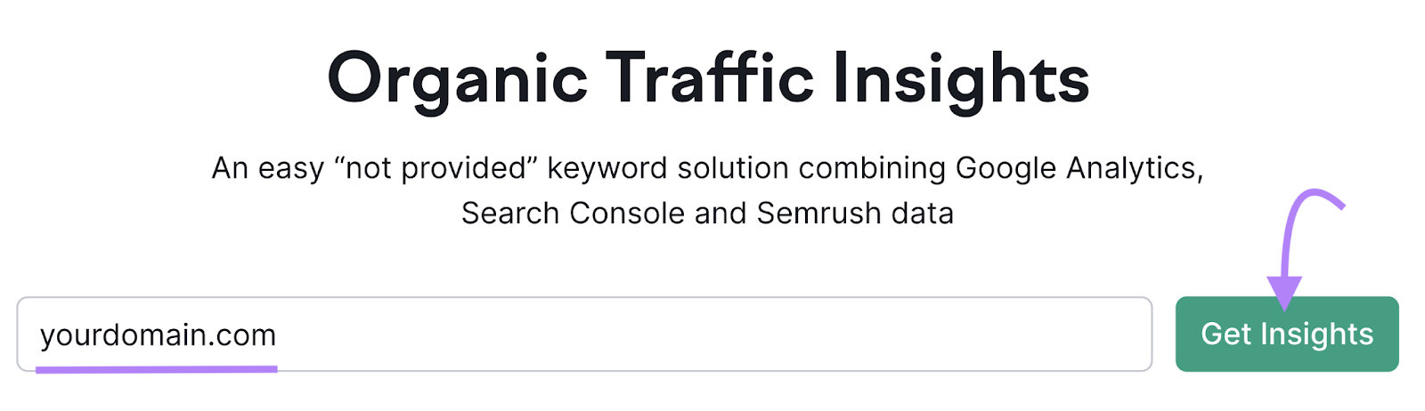 domain entered into organic traffic insights