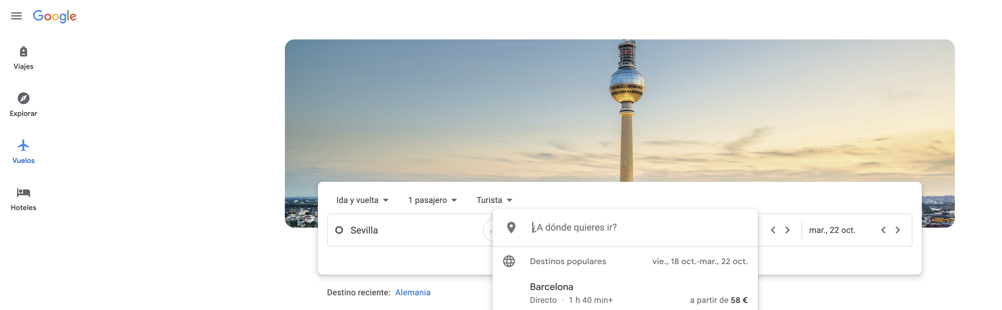 Búsqueda avanzada en Google - Vuelos