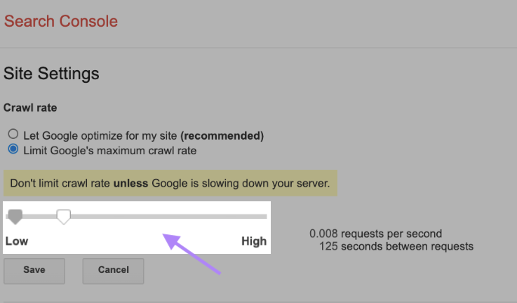 Site Settings on Search Console