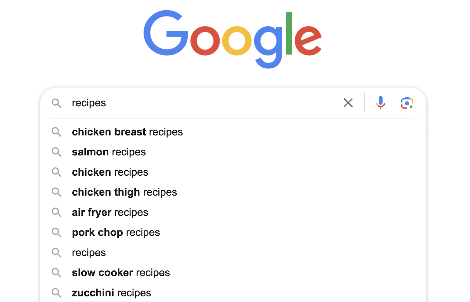 google autocomplete with different keyword ideas