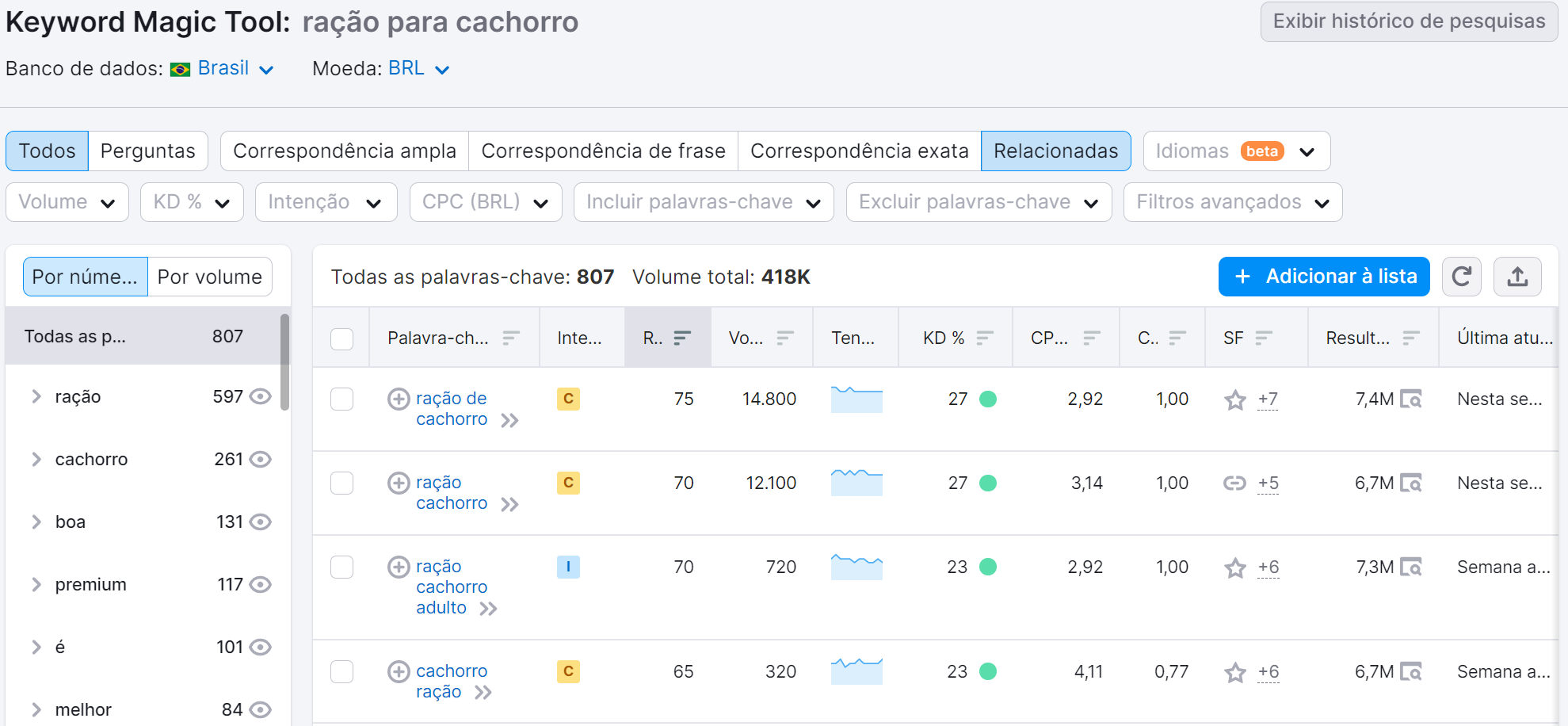 saiba tudo sobre básico de SEO 12 palavras-chave de cauda longa na ferramenta Keyword Magic Tool