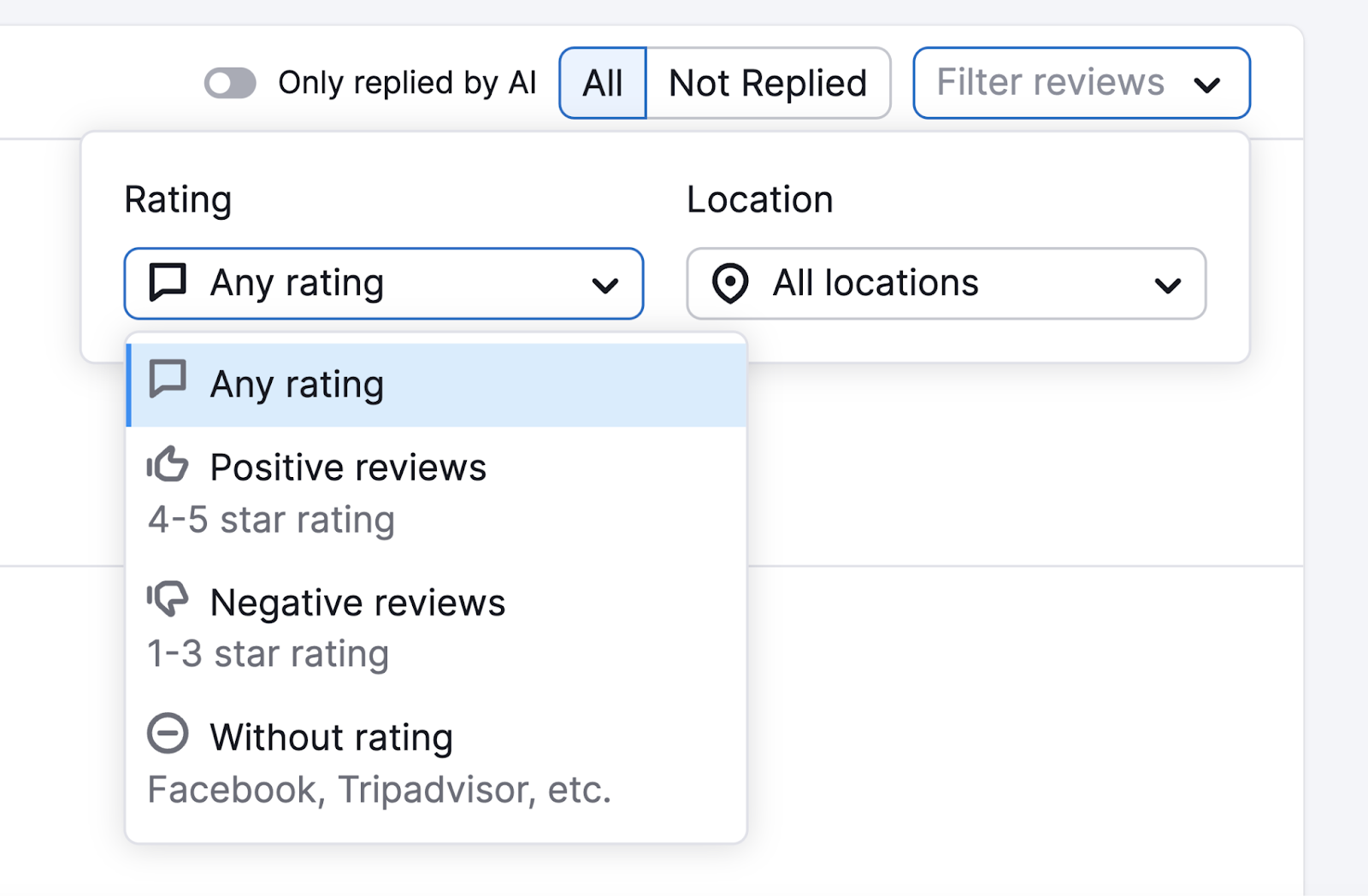 Filtering reviews successful  Review Management tool