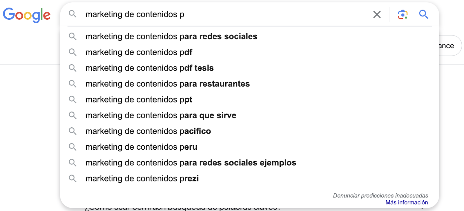 Ejemplo del Autocompletado de Google