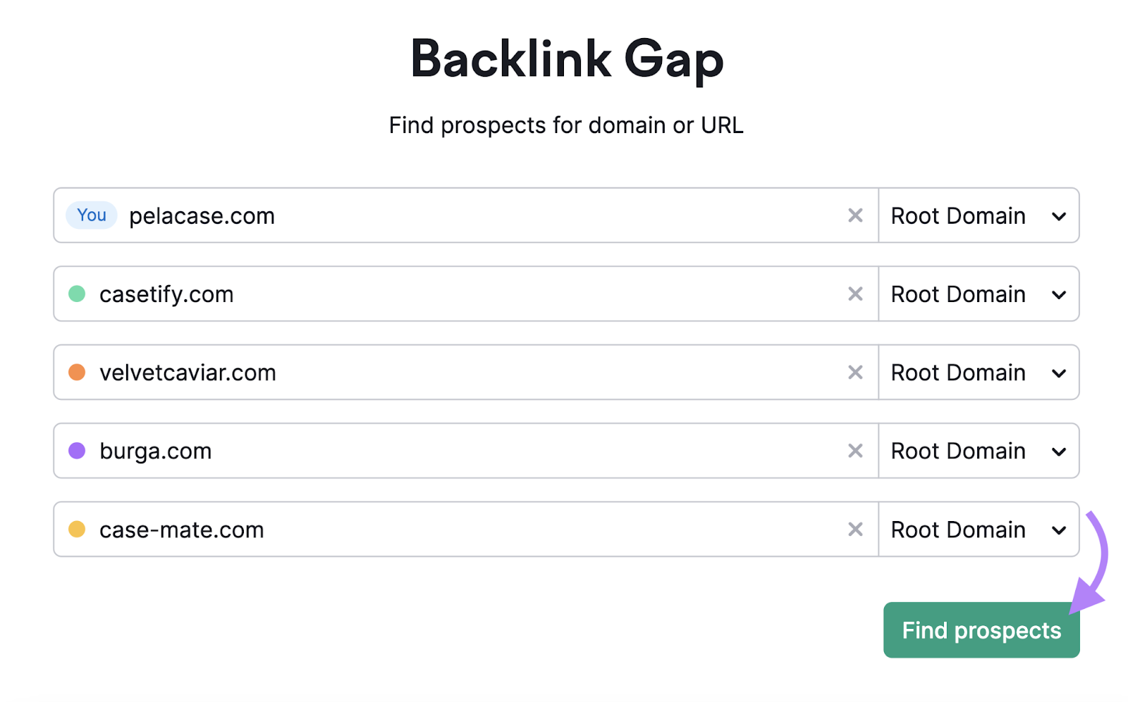 Backlink Gap tool search