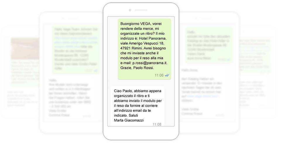 servizio clienti whatsapp VEGA