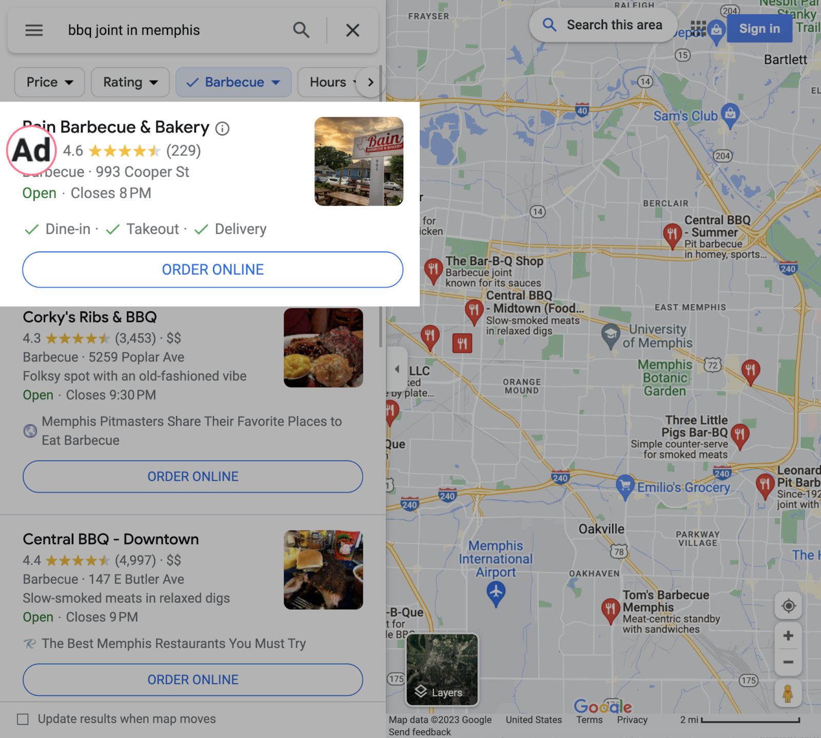 Google map ad example