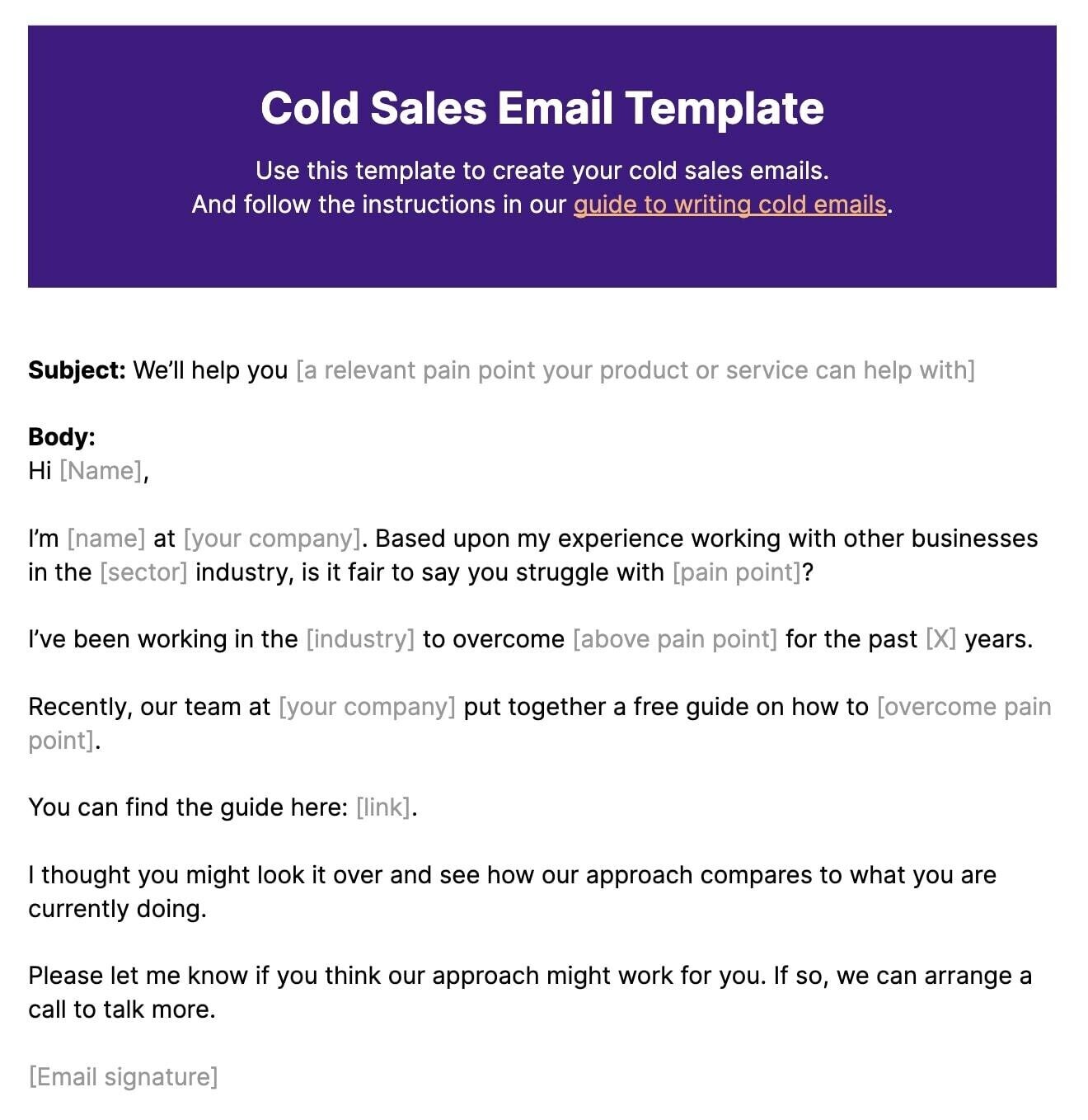 Cold Sales Email Template