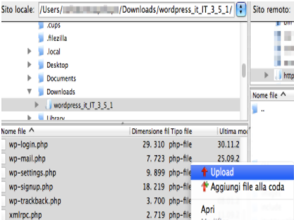 Come fare un blog: il caricamento di WordPress sull'hosting via FTP