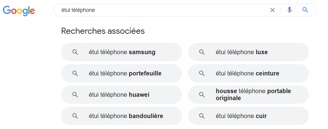 Recherches associées Google