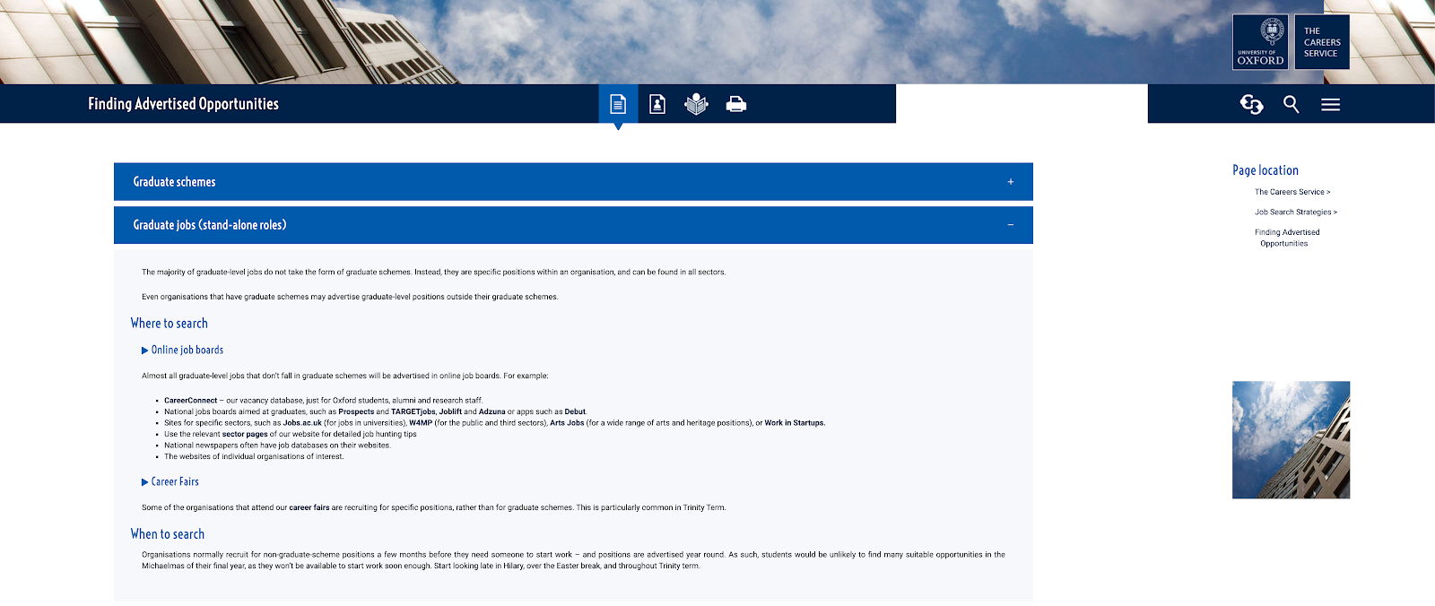Example of a resource page linking to websites