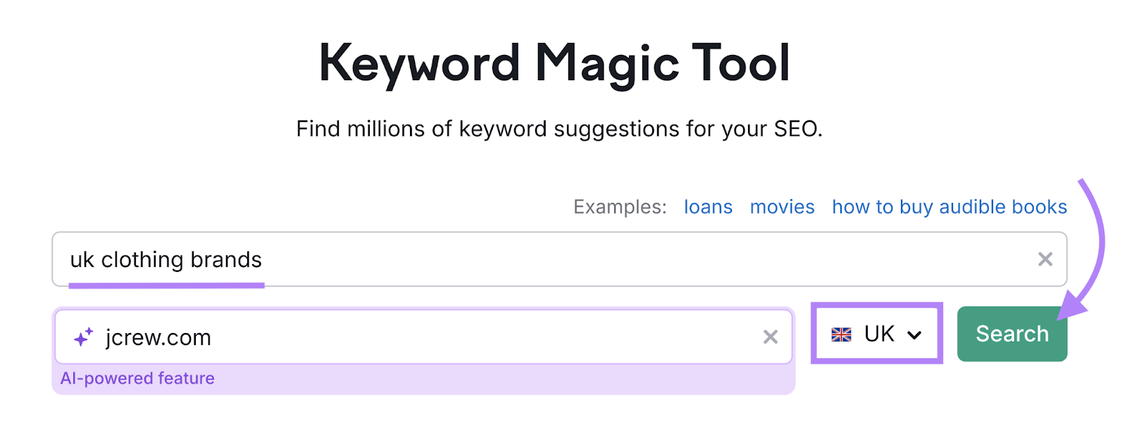 Keyword, domain, and world location are set.