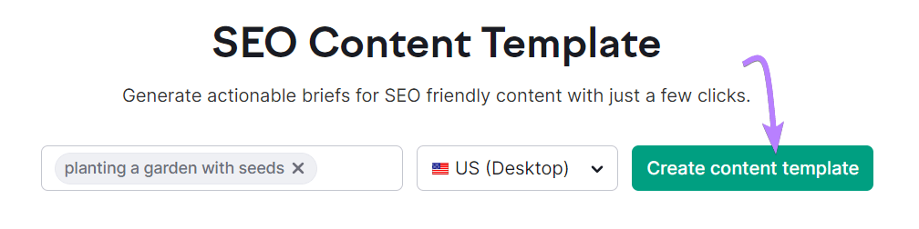 Barre de recherche du modèle de contenu SEO