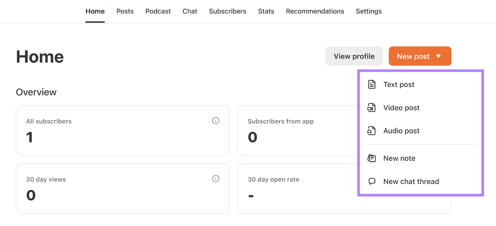 substack blogging platform's caller   station  options