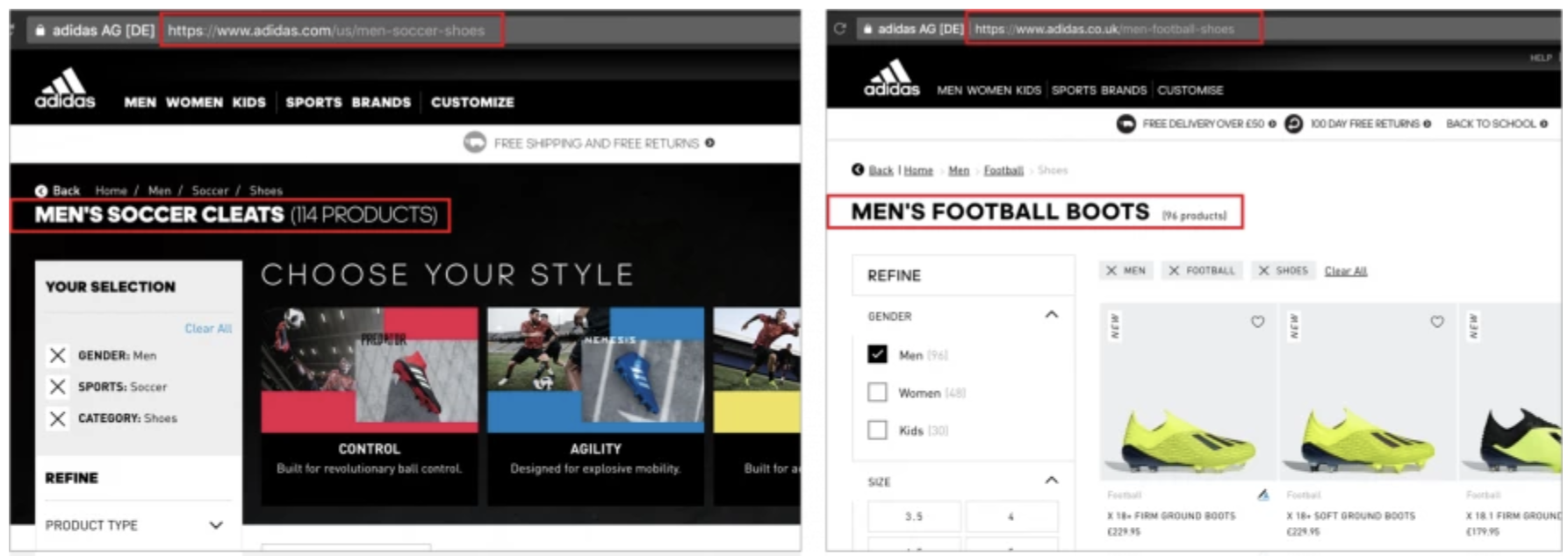 Adidas international seo