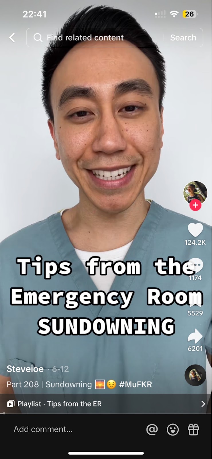 Steve Ho's video on tips from the ER sundowning