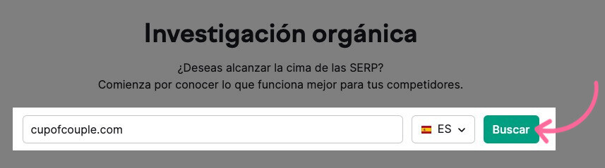 Buscar el dominio de un competidor en Investigación Orgánica de Semrush