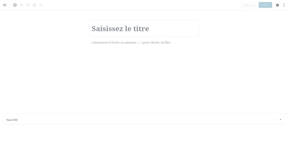 Gutenberg de WordPress : interface minimaliste