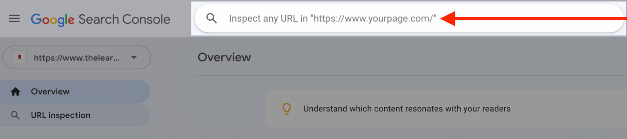 inspect URL bar in Google Search Console