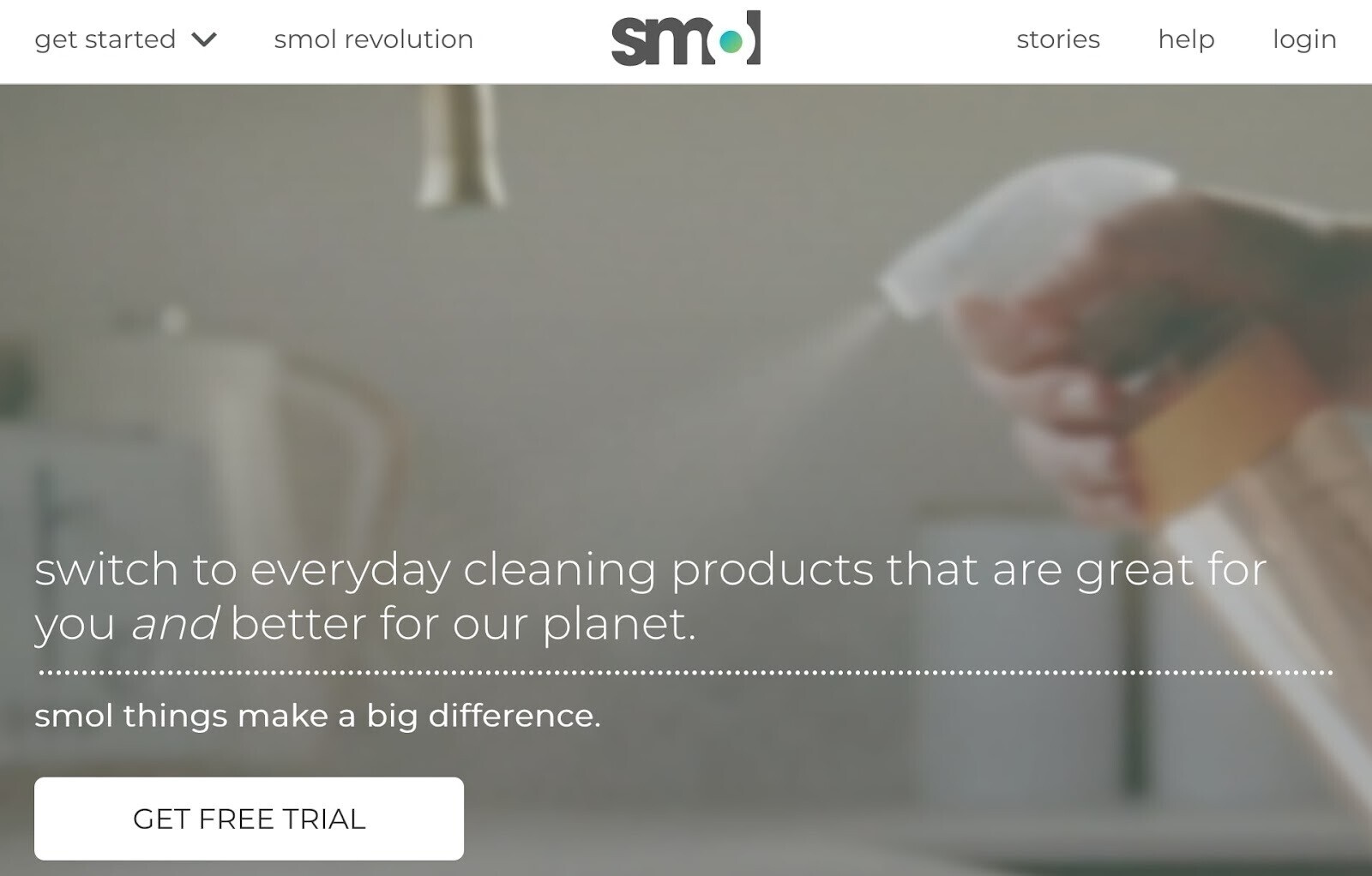 smol invites customers to switch to cleaning product that are better for the planet, its homepage