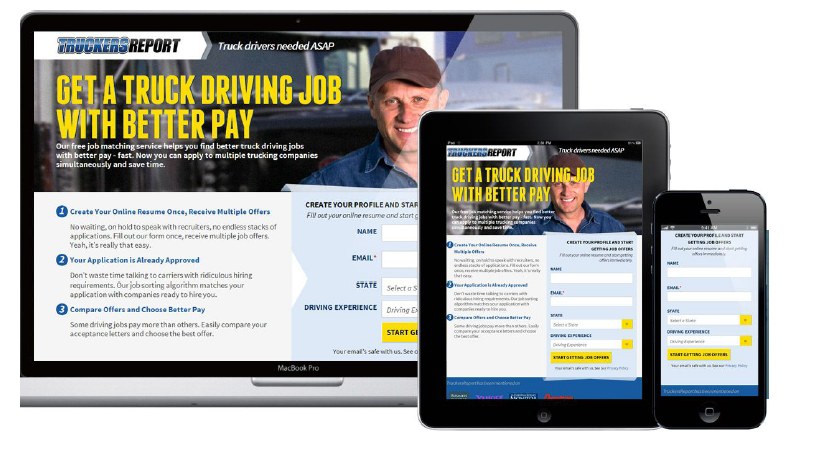 CXL's landing page newer version, shown on mobile, tablet and desktop screens