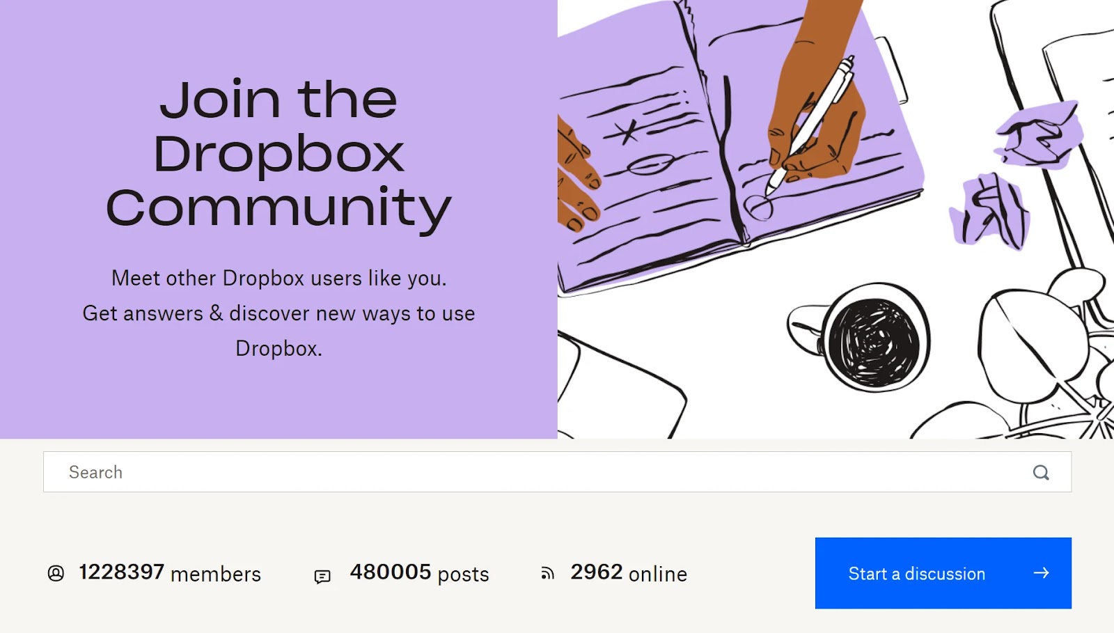 "Join the Dropbox Community" page