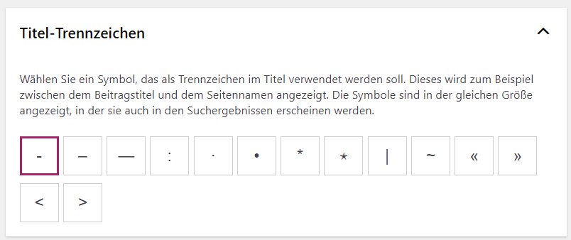 Titeltrennzeichen auswählen in Yoast SEO