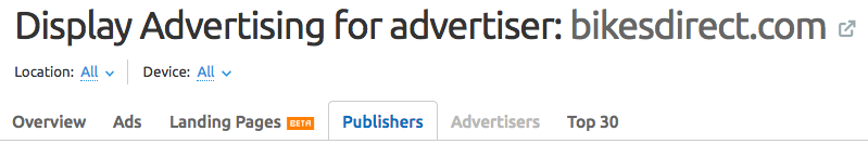 SEMrush Display Advertising Publishers